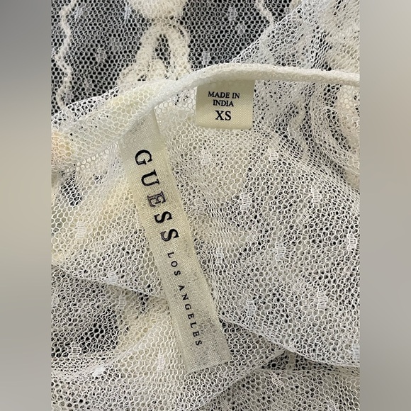 Guess Sheer Embroidered Top - Cream‎ and White - Picture 5 of 6